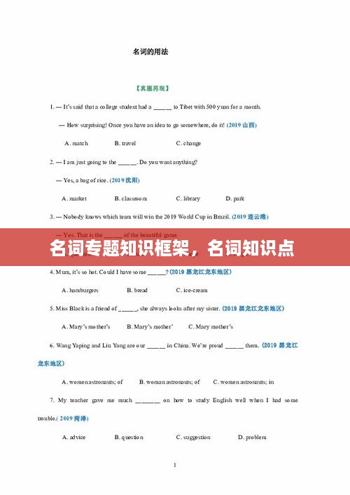 名詞專題知識框架，名詞知識點(diǎn) 