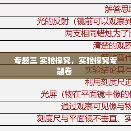 專題三 實(shí)驗(yàn)探究，實(shí)驗(yàn)探究專題卷 