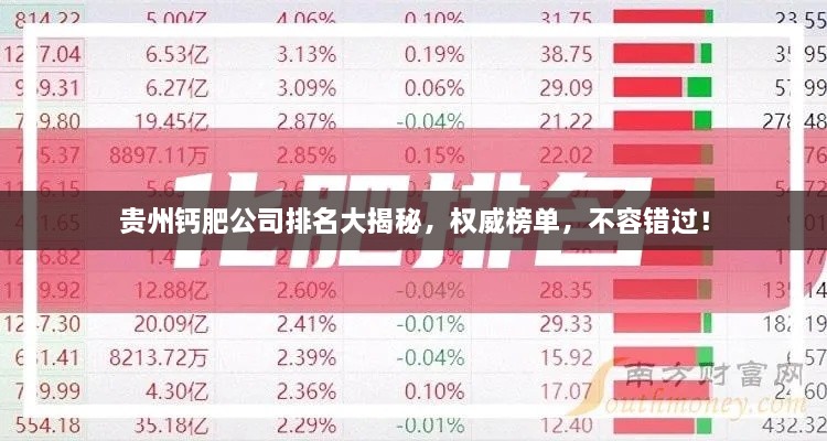 貴州鈣肥公司排名大揭秘，權威榜單，不容錯過！