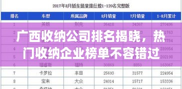 廣西收納公司排名揭曉，熱門收納企業(yè)榜單不容錯(cuò)過！