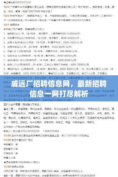 威遠廠招聘信息網(wǎng)，最新招聘信息一網(wǎng)打盡解析