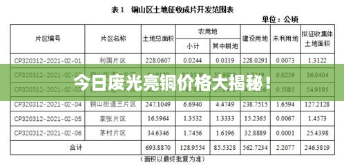 今日廢光亮銅價(jià)格大揭秘！