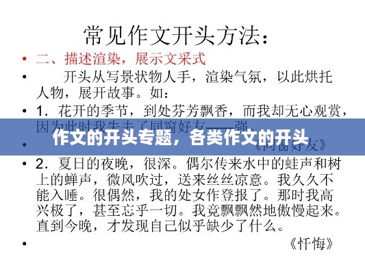 作文的開(kāi)頭專題，各類作文的開(kāi)頭 